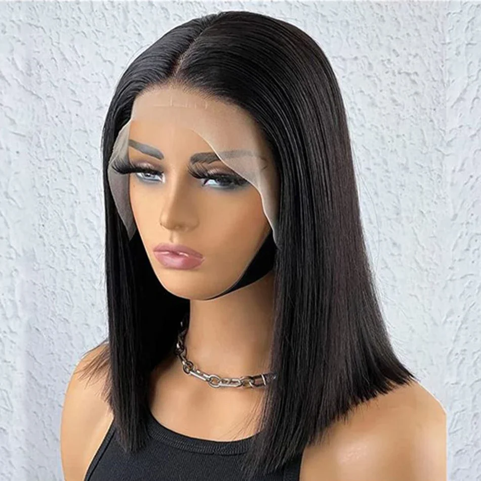 Highlight Brazilian Remy Human Hair Short Bob Wigs Swiss Lace Frontal Wig for Women_voghion.com