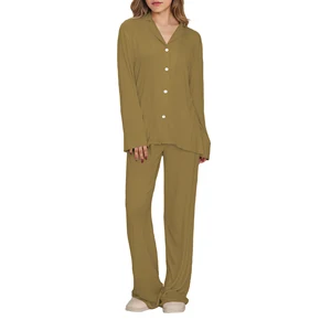 Stretchy Bamboo Viscose Ladies Sleepwear Women's Pajamas Lounge Wear Sets Custom Pjs Comfort Loungewear