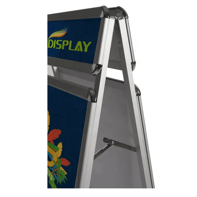 Outdoor aluminum double side a-frame sidewalk board with header for display