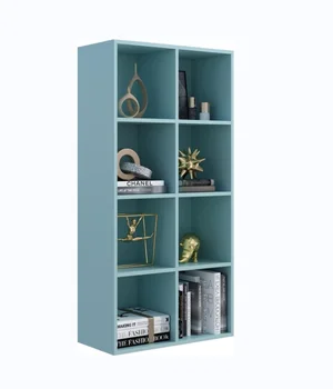 OUHAN 8-Cube Shelf Bookcase - Wooden 4 level floor-to-ceiling open bookcase for home and office, display case, Tiffany - blue