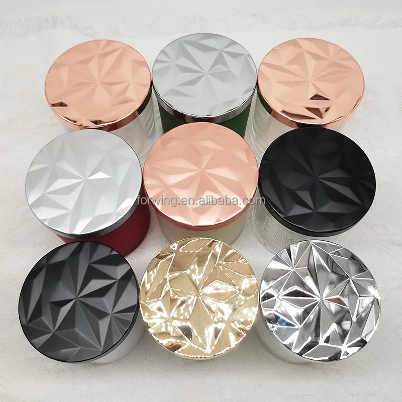 New Design Gold Candle Lid Covers Shiny Silver Rose Gold Black Custom Candle Jar Metal Lids supplier