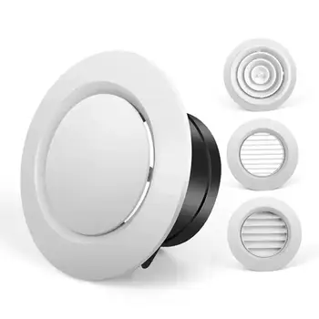 ABS Adjustable Air Vent Round Soffit Exhaust Vent White Inline Duct Fan Outlet Vent