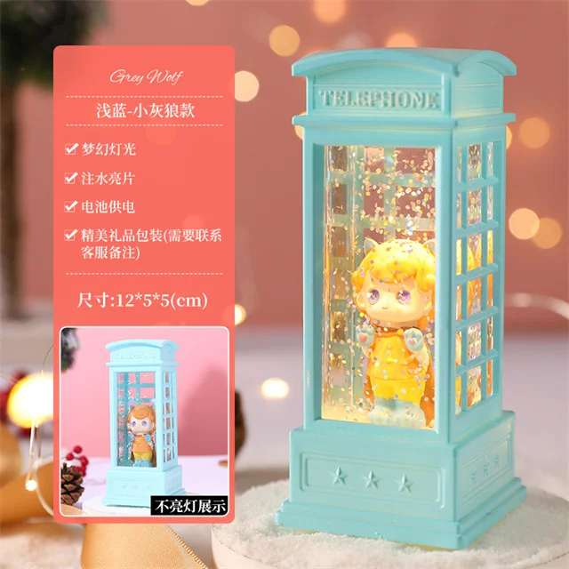 Забавная светодиодная пара Подарочная маленькая телефонная будка блестящая Снежная ветровая лампа