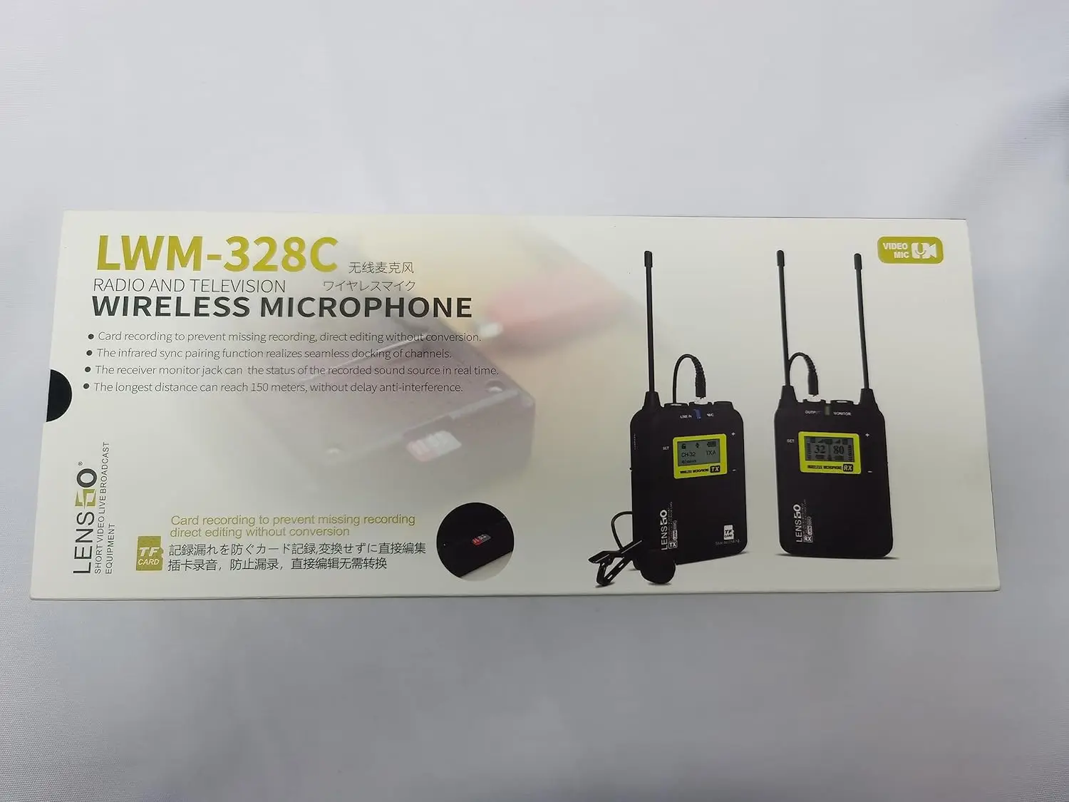 LENSGO Wireless Lavalier Microphone System LWM-328C Omnidirectional Mic for Camera Smartphone Camcorder Recorder Interview