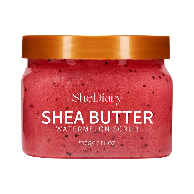 OEM SheDiary 510g Scbleaching Fruit Shea Butter Collagen Sugar Balls Body Face Watermelon Scrub