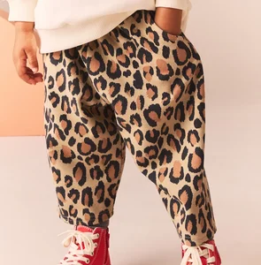 2026 Summer Children's Leopard Trousers Boys and Girls Cropped Leopard Print Pants with Wide Leg