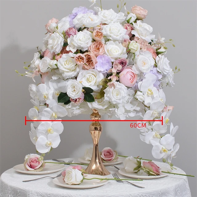 White Orchid Flower Ball Wedding Decoration Floral Table Centerpiece For Party Stage Table Decor