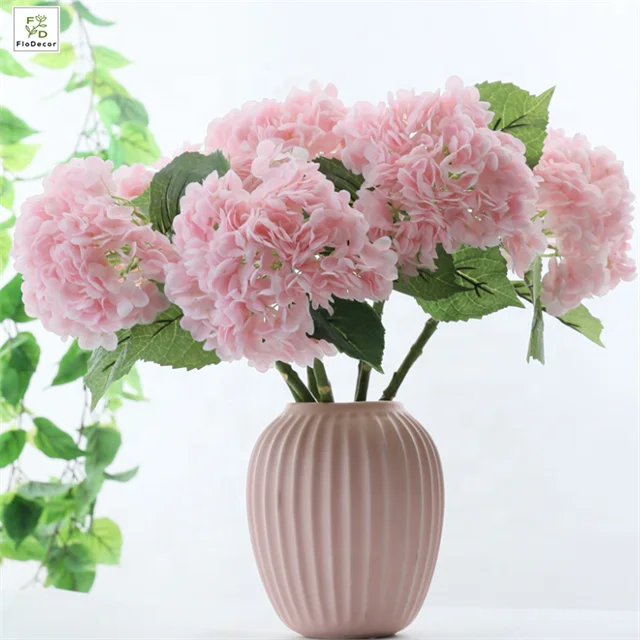High Quality Artificial Real Touch Latex Hydrangea Flower Stem Large Head for Party Hotel Wedding Table Decorative Flowers Blue
