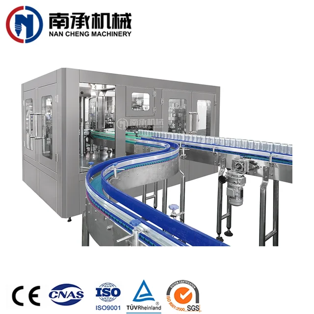 Automatic aluminum can carbonated drink beverage making canning filling sealing machine plant production line