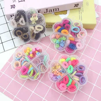 Factory Colorful Flower Hair Clips Mini Fluffy Scrunchies Hair Ties With Multi Cellular Hair Accessories Gift Box