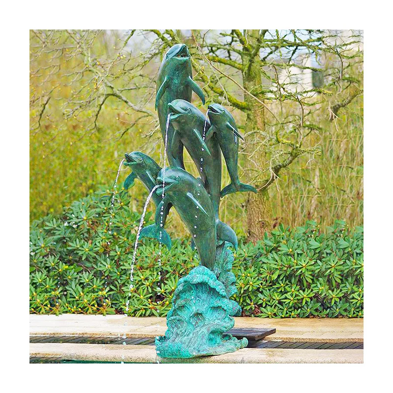High Quality Large Pool Metal Bronze Dolphin Water Garden Fountain Sculpture for Sale