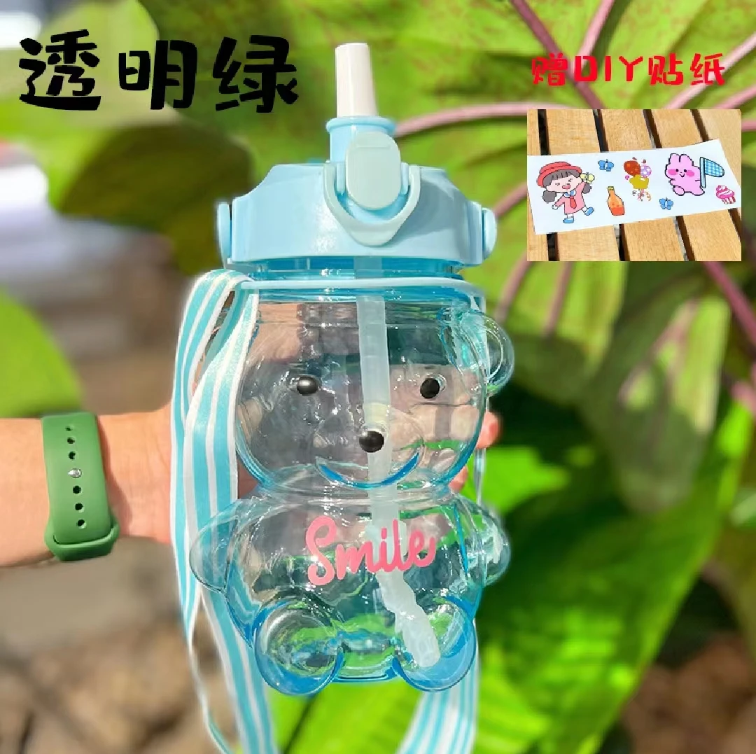 Cute Kawaii Water Bottle For Girl Bear Plastic Pink Korean Big School ...
