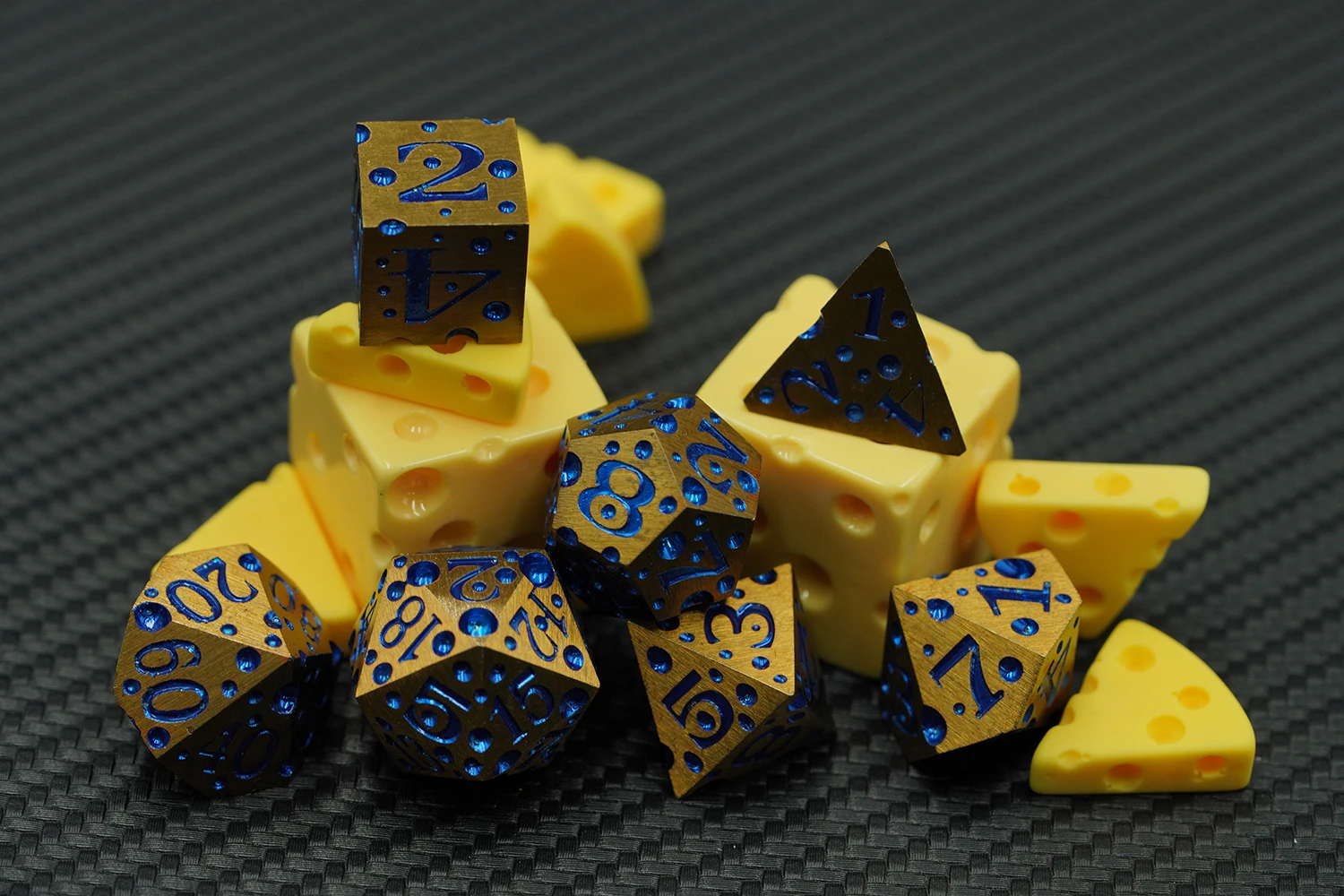 Blue Cheese Point 16mm Metal Cooper Color 7pcs Dice Set for TTRPG DND Games & Entertainment supplier