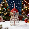 Taza de Pajita de Cristal con Diseño de Oso y Gorro Rojo Navideño