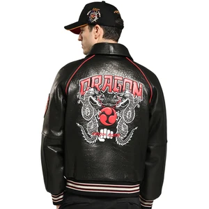 Cow Hide Genuine Leather Jacket Warm Winter Coats for Men