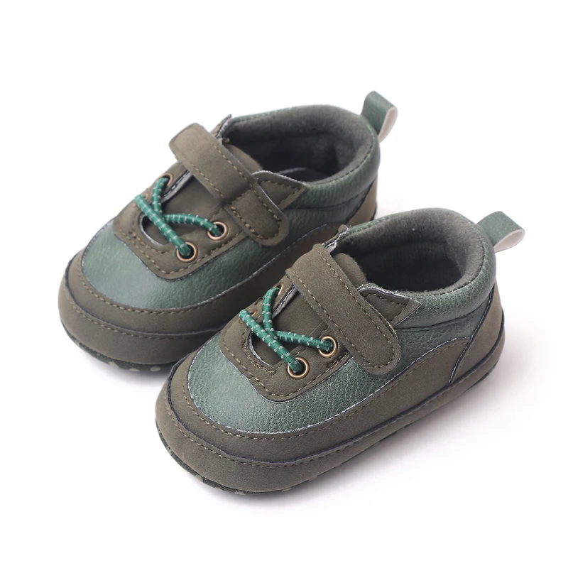 Hook&loop Design Soft PU Leather Baby Toddler Infant Shoes for Boys manufacture