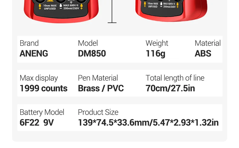 aneng dm850 digital 1999 counts professional