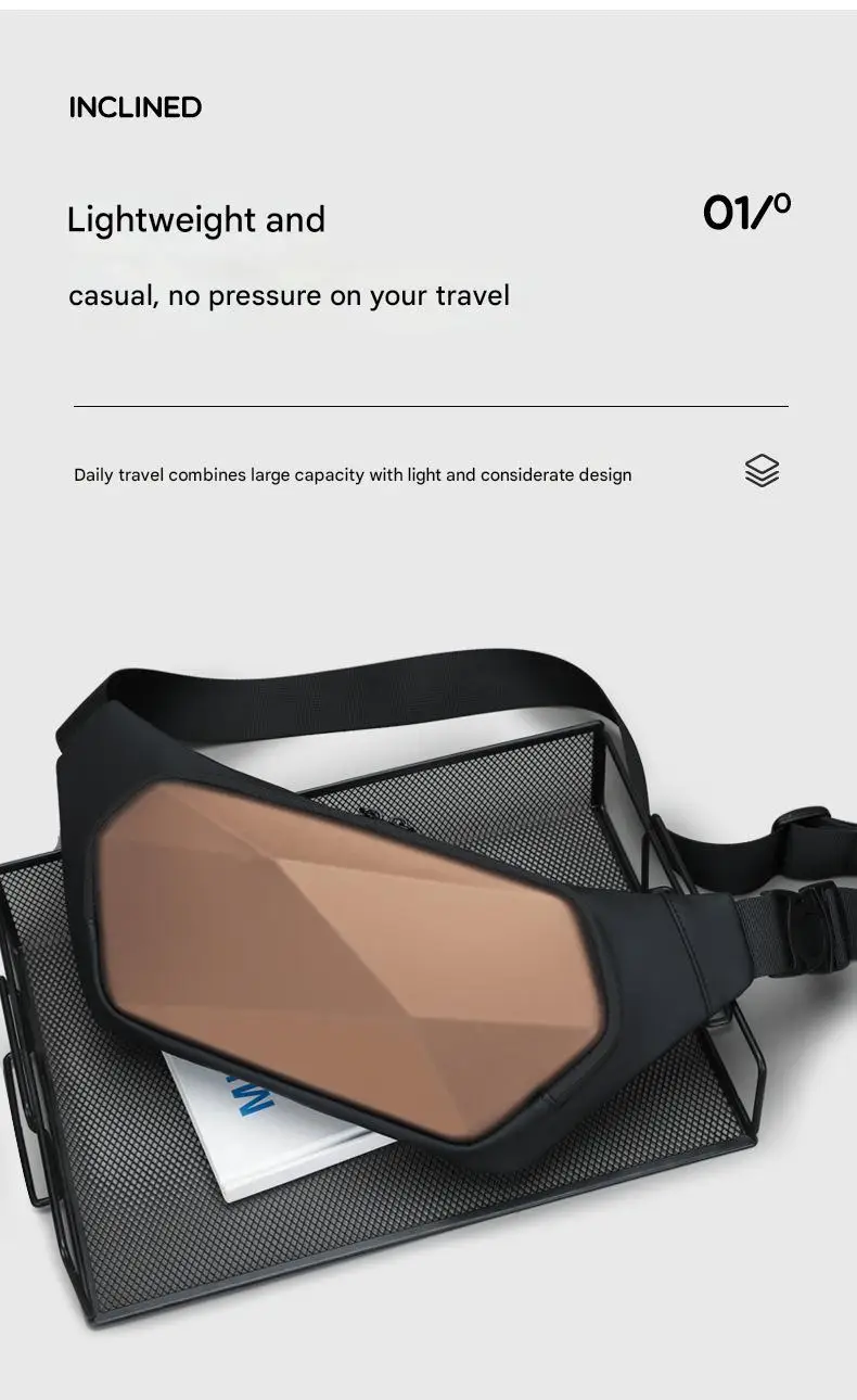 Men's New EV Shaped Waist Bag Fashionable Leisure Shoulder & Small Backpack Trendy Motorcycle Luggage & Saddlebags