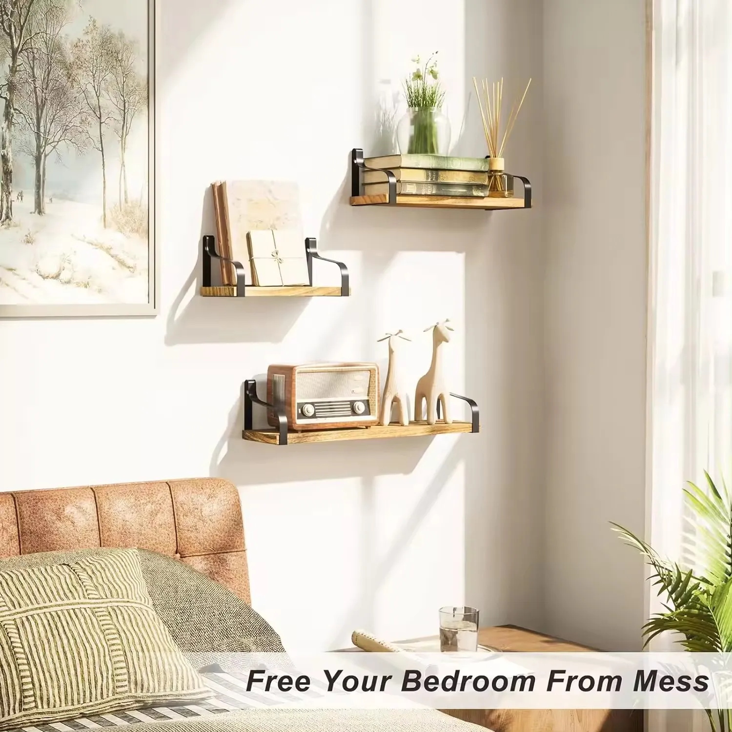 Metal Heavy Duty Floating Shelves Invisible Bookshelf Book Storage Organizer Display Shelf Rack