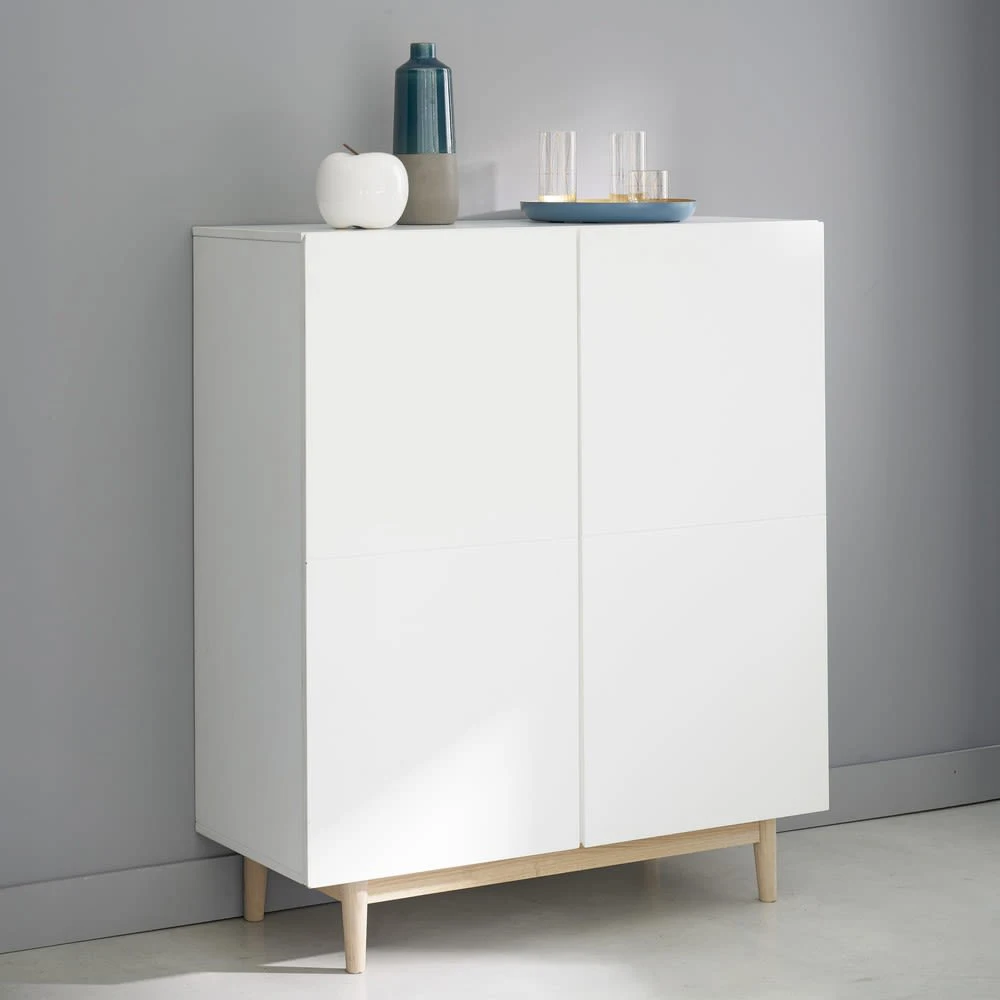Modern White Wood Storage Cabinet Freestanding Living Room Cabinets ...