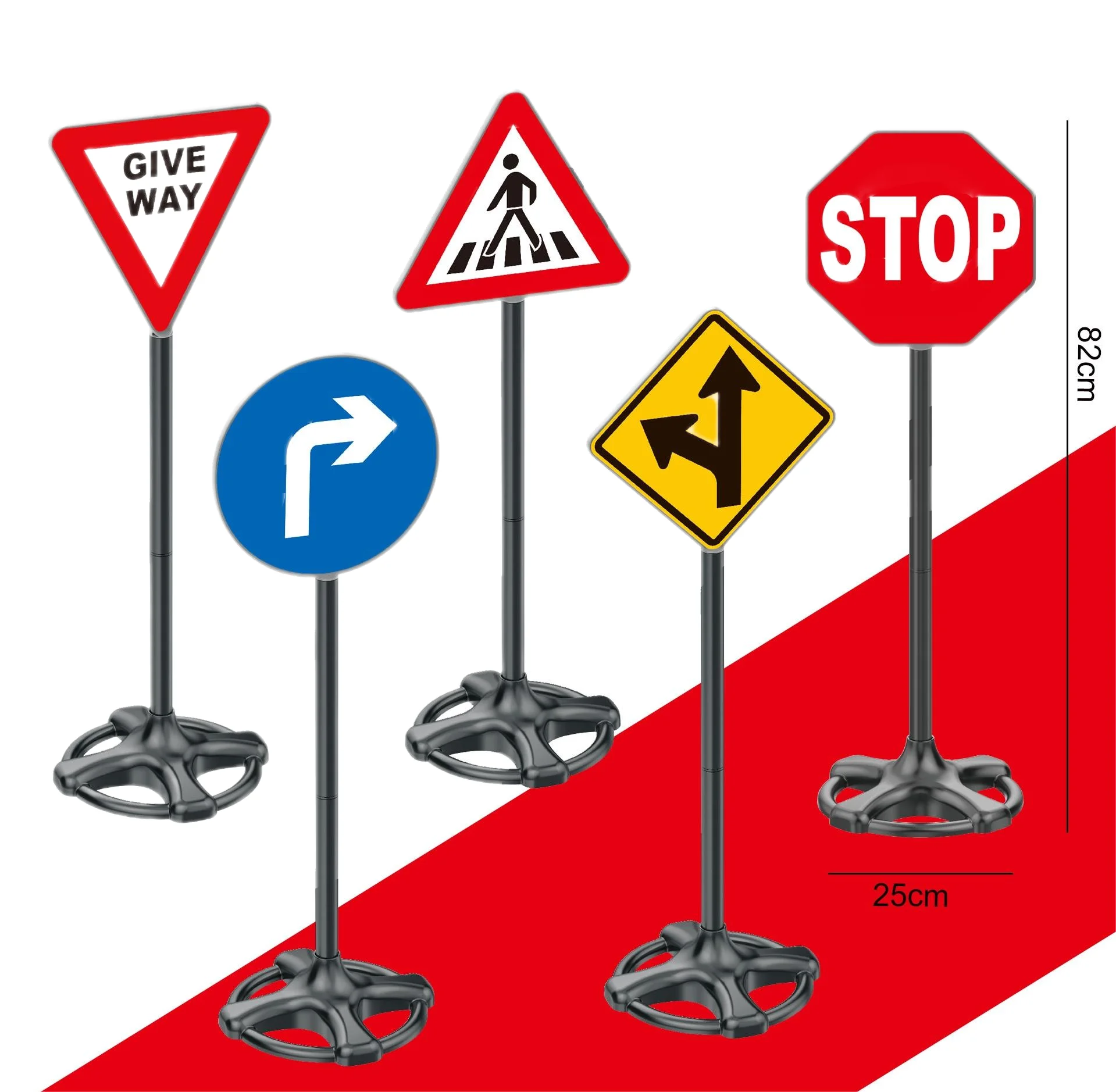 Wholesale 5Pcs DIY Signpost Model Large Medium Size Simulated Road Traffic Sign Safety Kids Montessori Educational Toy