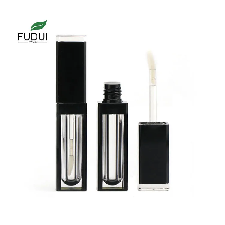 Wholesale FUDUI FDJR091 Laser Engraving Unique Clear Wand Empty Lipgloss  Tube Packaging 4ML Square Lip Gloss Containers From m.