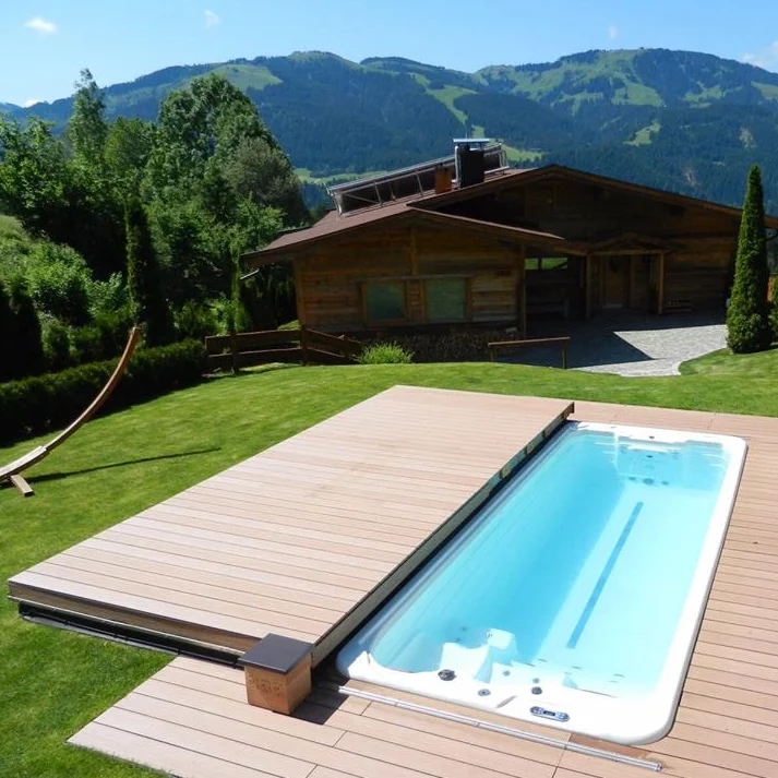 Nice and Save Space Space  Automatic Deck Swimming Pool Cover  with Stainless Steel  Frame  Pool Cover