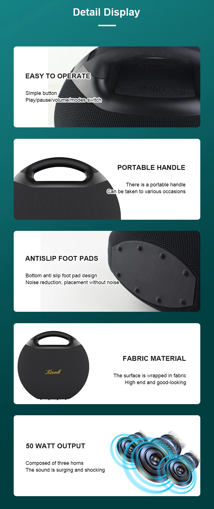 Kisonli K11 50W Dj Sound Box Speakers Professional Bass Bt Wireless Speaker