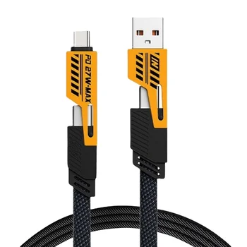 2M Long 6.5ft Multi-Function 4 in 1 Mobile Phone USB Charging Data Cable USB-C to Type-C Nylon Braided Cable