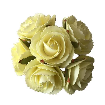 Factory wholesale 7 CM simulation PE rose bouquet 6 head yellow roses and flower bunches artificial rose