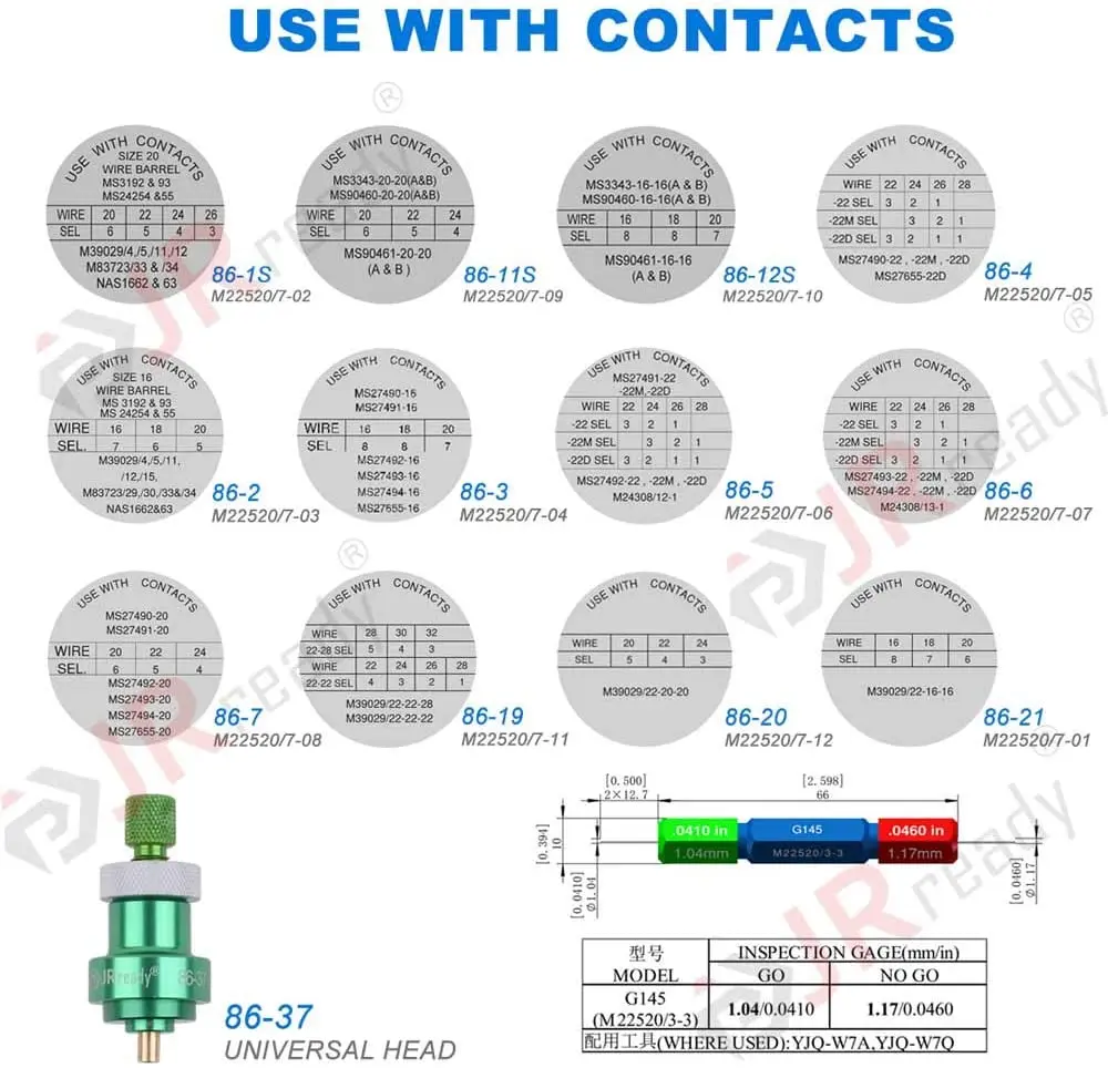 JRready MIL-DTL-12883 Connector Crimp Tool Kit, NEW-ASF1 Crimp Tool with  PH102 Positioner,YJQ-W7A Crimp Tool with P704 P706 P708 P711 P712 P713  Positioner 