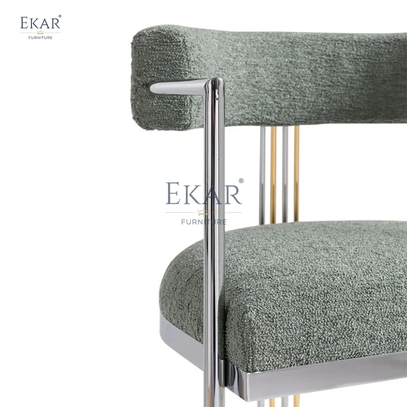 Modern Comfortable Bar Stool with Elegant Armrests and Metal Legs for Living Room Kitchen Hotel Use Fabric Bar Furniture manufacture