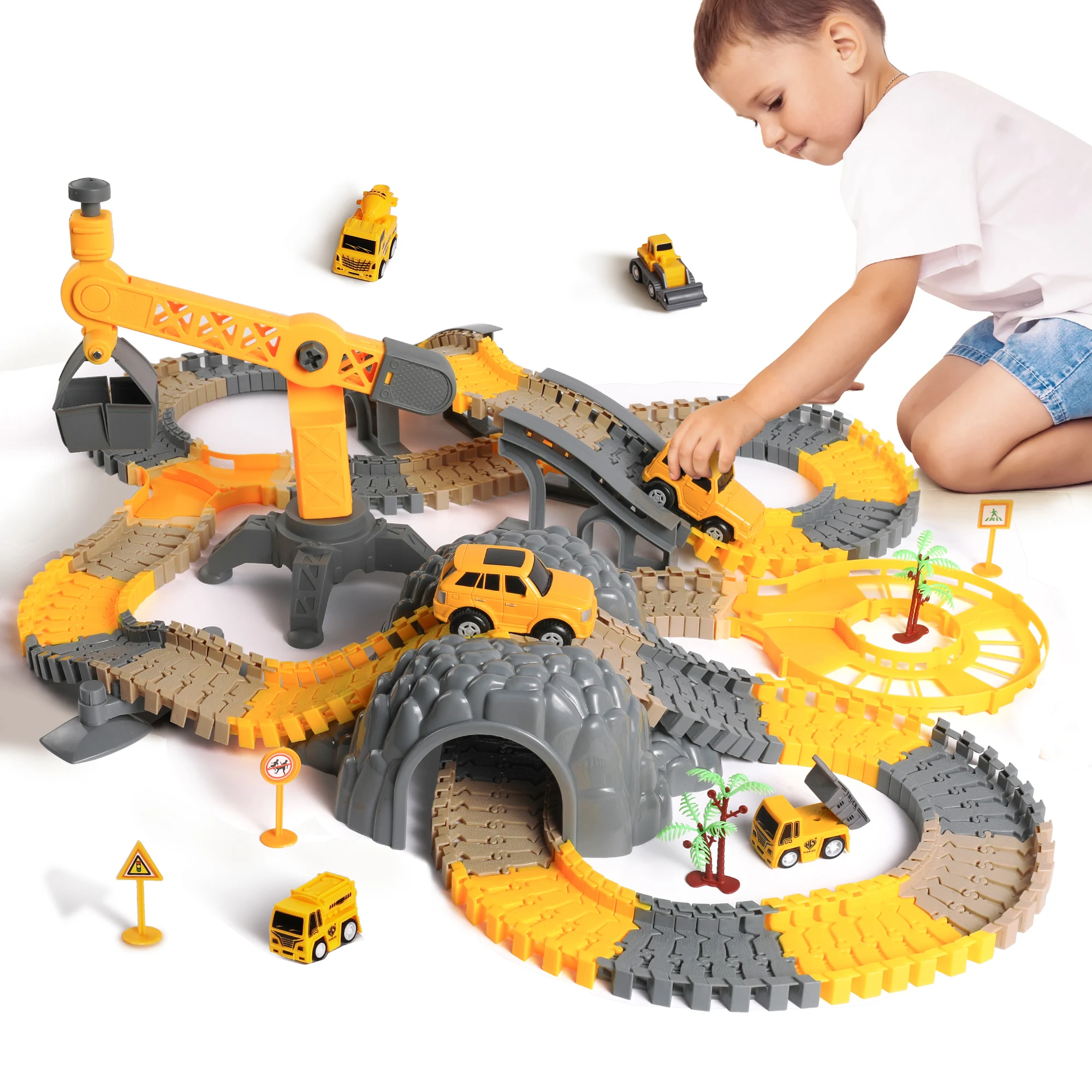 Tumama Kids DIY Assembly Children Toy Baby Plastic Marble Run Overpasses  Vehicle Car Construction Vehicles Toys