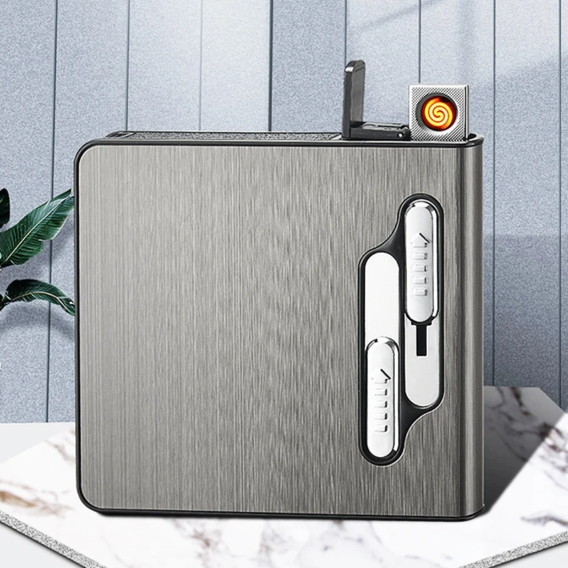 KY Wholesale Windproof Sublimation Cigarette Box With Lighter Luxury Vintage Cigarettes Lighter Case