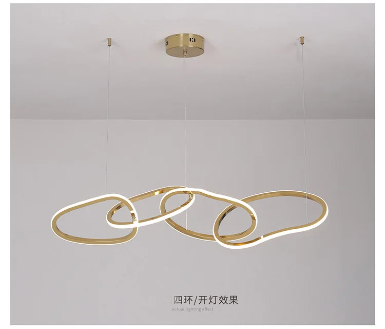 MEEROSEE Golden Ring Light LED Pendant Light Dinning Room Hanging Light MD87142