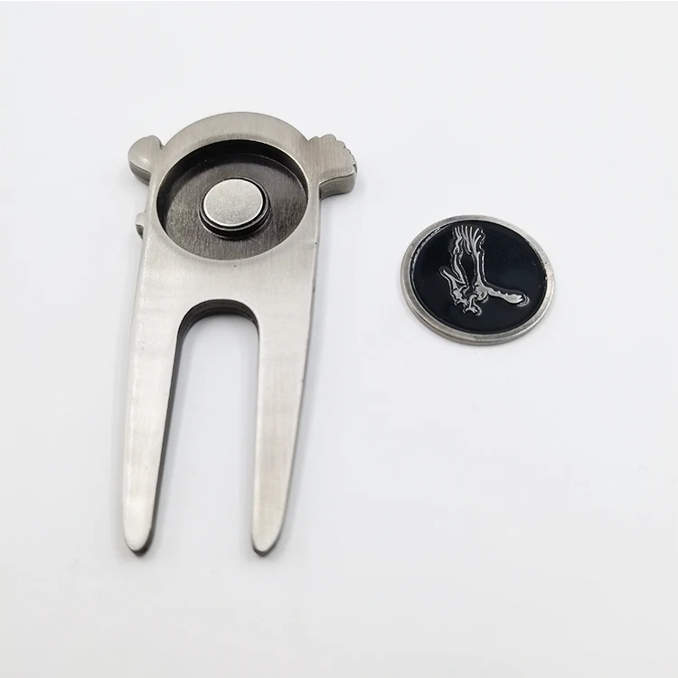 Factory Wholesale Bulk Custom Antique Nickel Magnet Golf Divot Tool with Personalized logo Metal Ball Marker