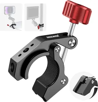 NEEWER Crab Shaped Camera Clamp Mount Super Clamp with Cold Shoe and 1/4" 3/8" Threaded Holes