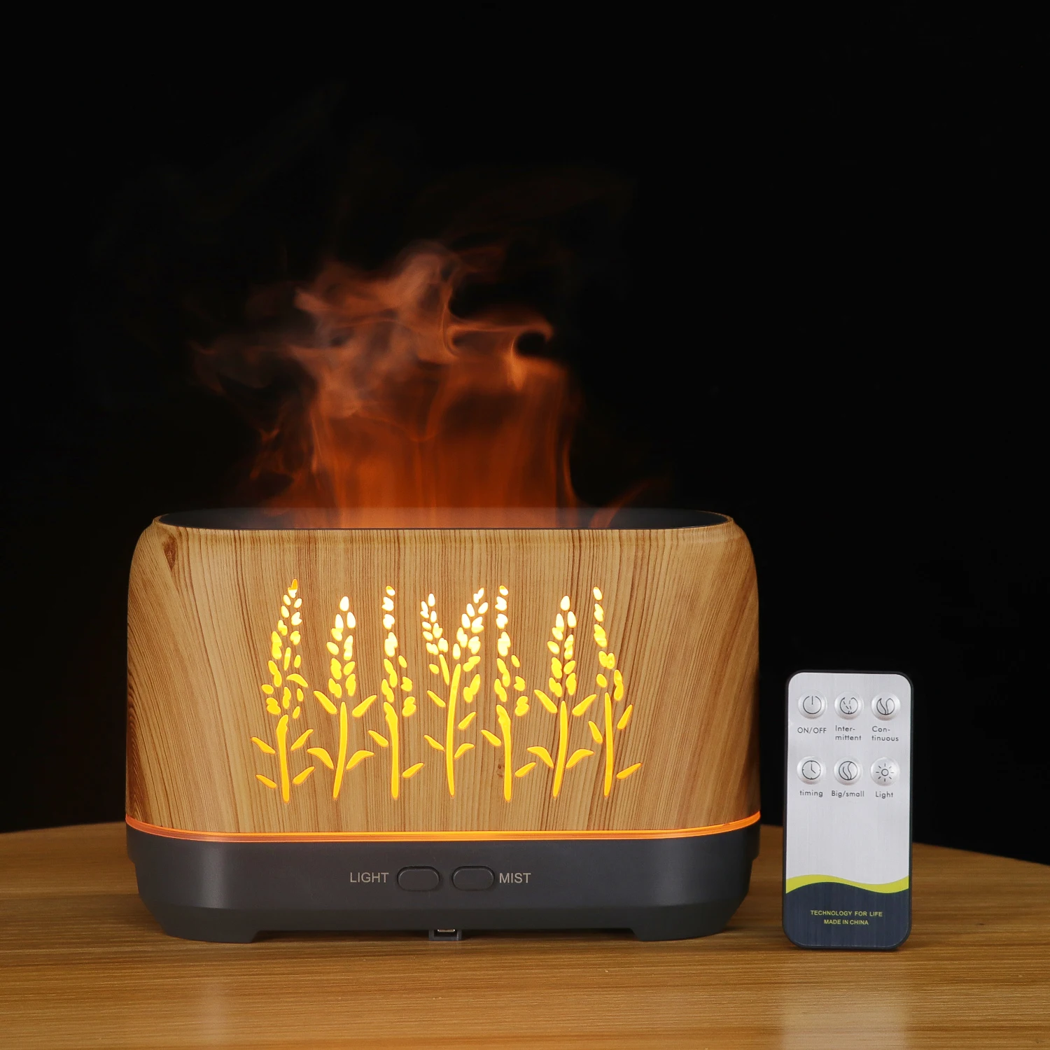 200ml 3D Flame Aromatherapy Essential Oil Diffuser Remote Control Cool Mist Ultrasonic Air Humidifier
