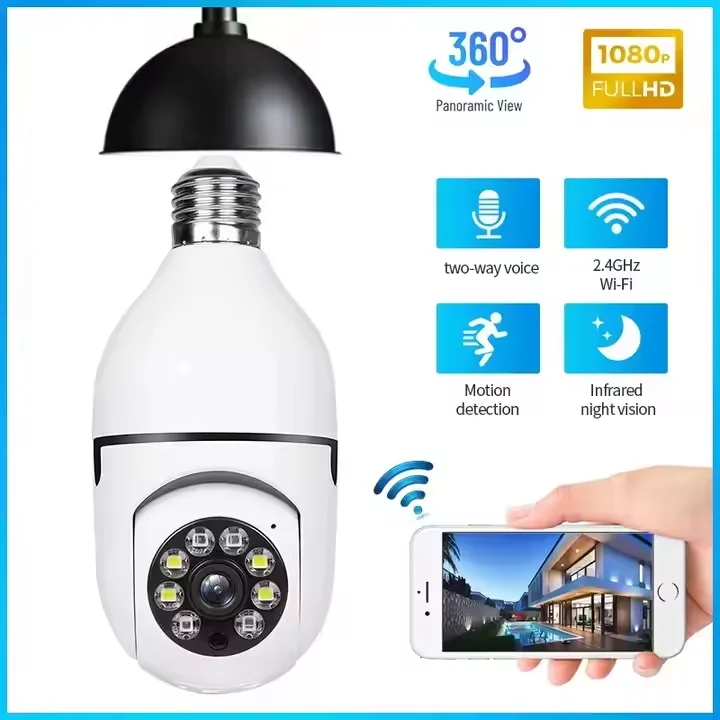 Wholesale Factory Price Wireless WIFI Light Bulb Security Camera 360 With HD Night Vision Camera E27