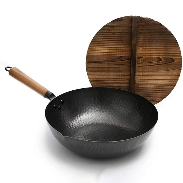 32CM Wok Pan High Temperature Resistance Chinese Cooking Cast Iron Wok