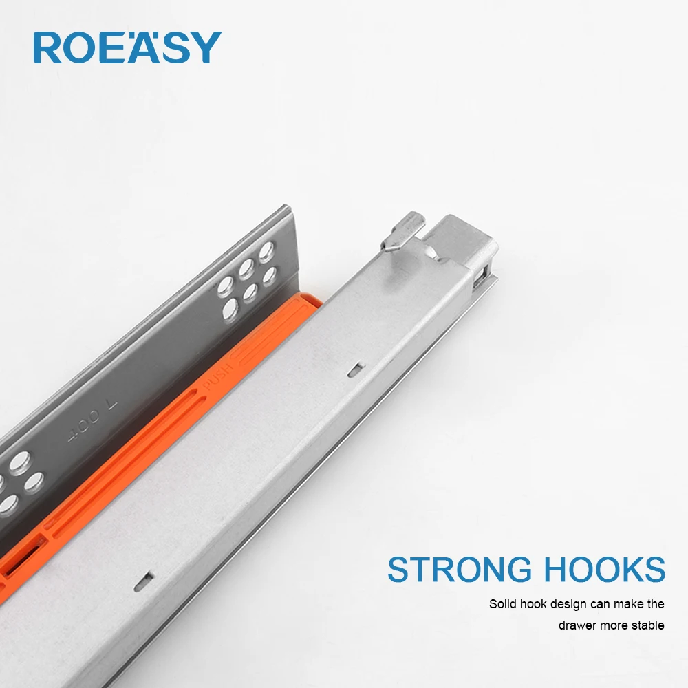 ROEASY Drawer Guides Channel 3D Adjustable Push Open Undermount Heavy Duty Full Extension Metal Rail Drawer Slide
