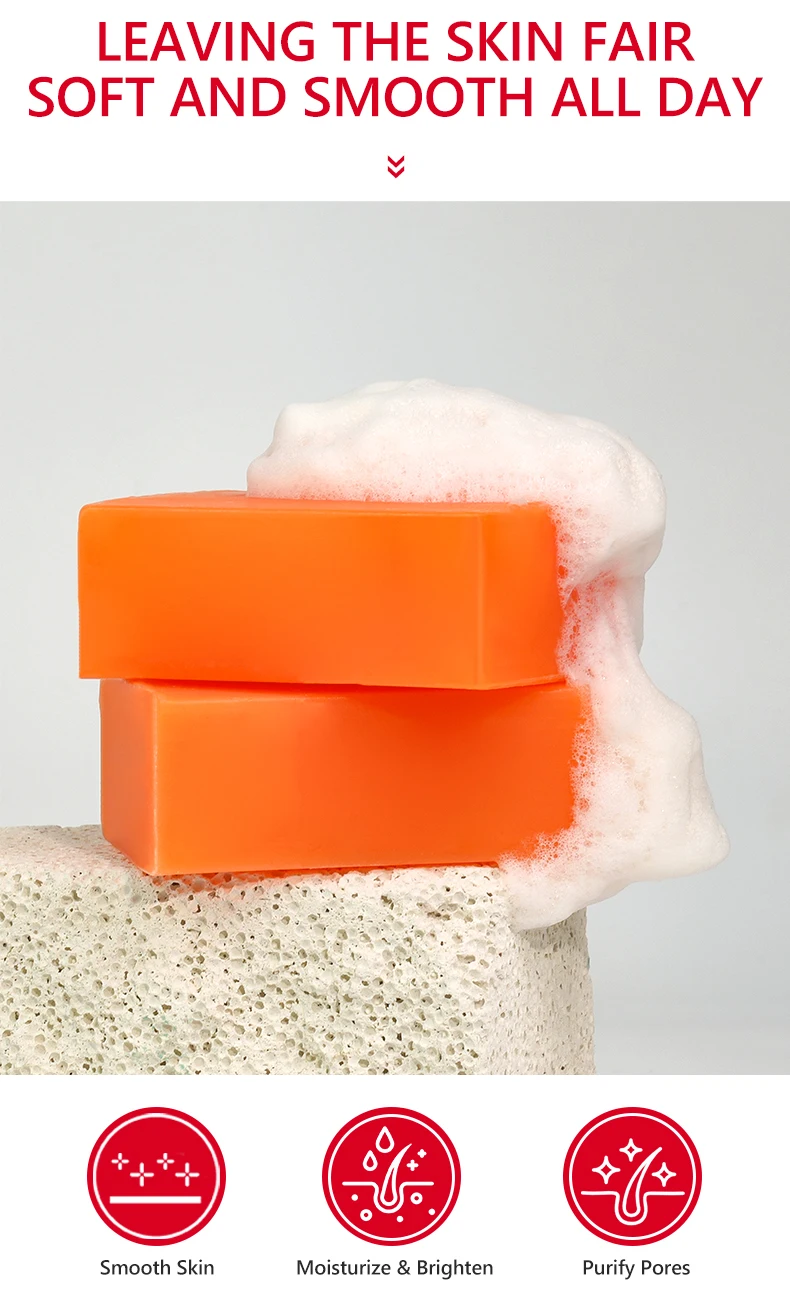 120g Kojic Acid & Carrot Body Bath Soaps Clear Skin Product Moisturizing Fair Skin Face and Body Bar Soap