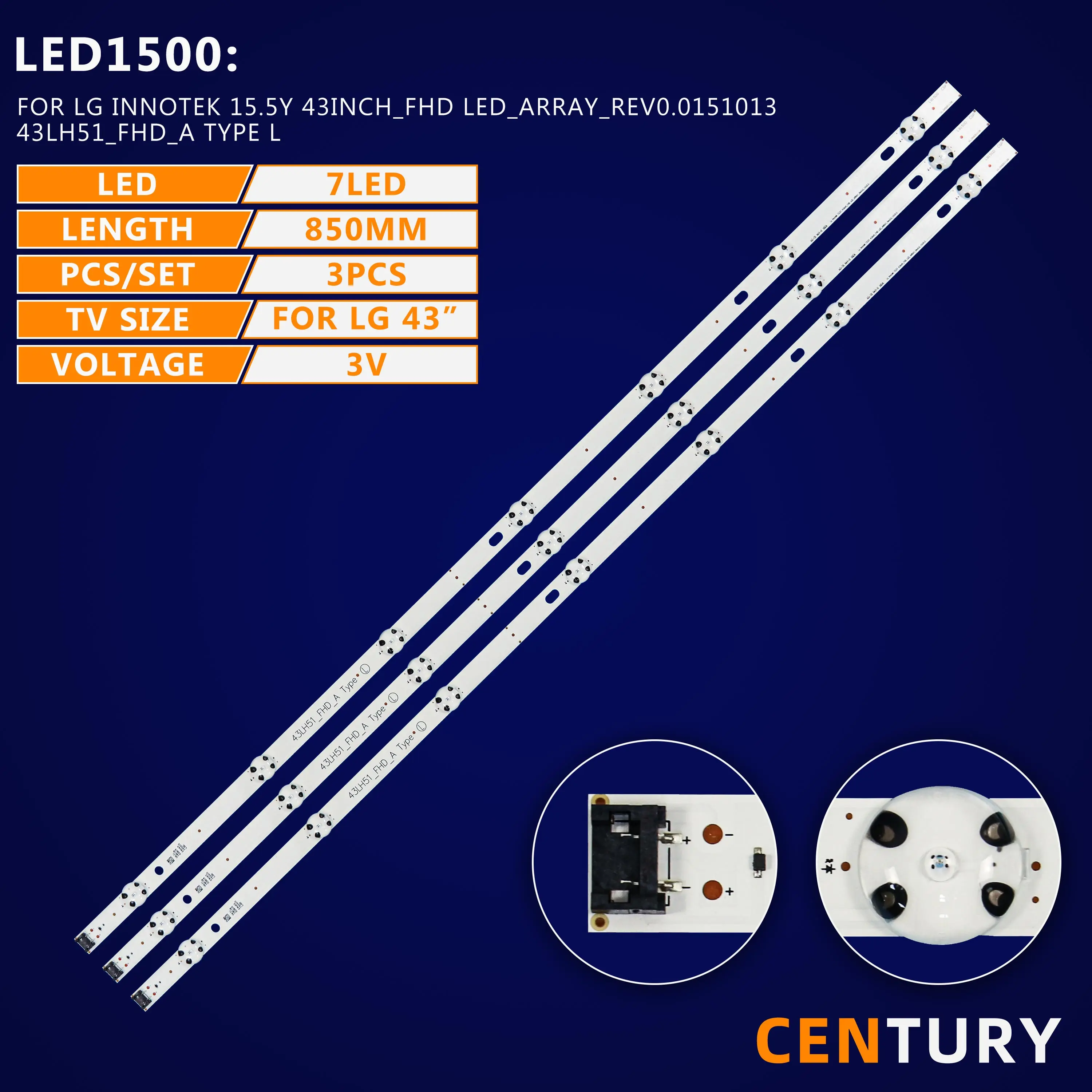 Kit De 6 Barres LED Pour TV LG 43LF51 / 43LH51 - Réf. BARLED-LG-43LH51 - Nécessaire Pour Remplacement