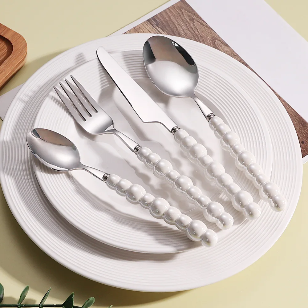 Party Exquisite Besteckset 18/10 Stainless Steel Cutlery with Ceramic Pearl  Handle Luxury Pearl Shaped Cutlery Set| Alibaba.com, image size:1000x1000
