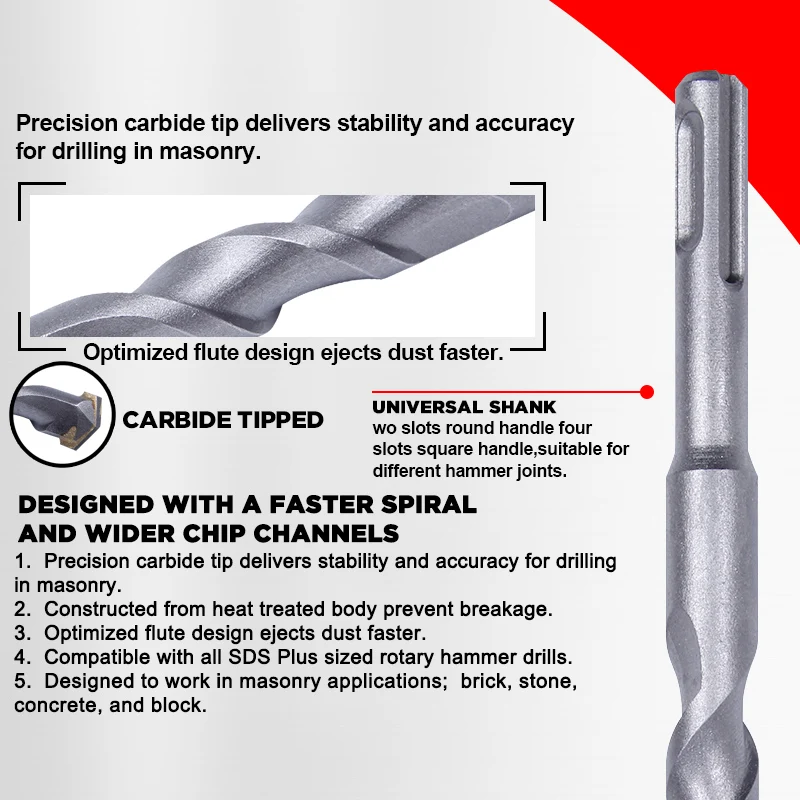 SONGQI Best Selling Hammer Drill Bit SDS Plus Concrete Drill Bit