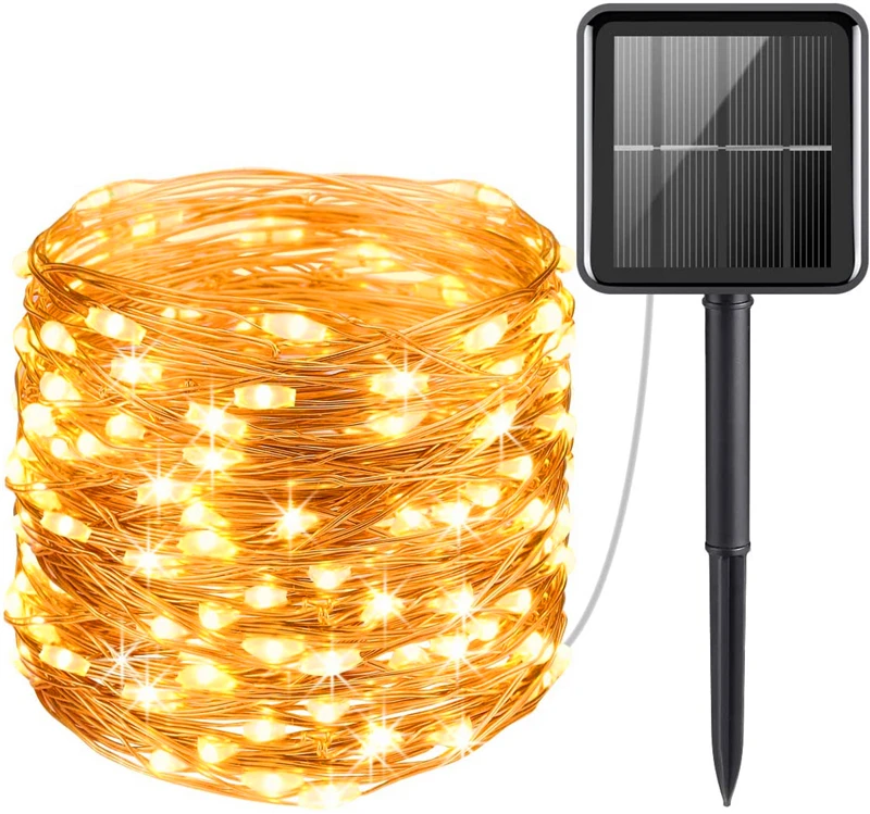 33FT 100 LEDS Waterproof Garden Patio Outdoor Christmas Tree Decoration Copper Wire Solar LED String Lights