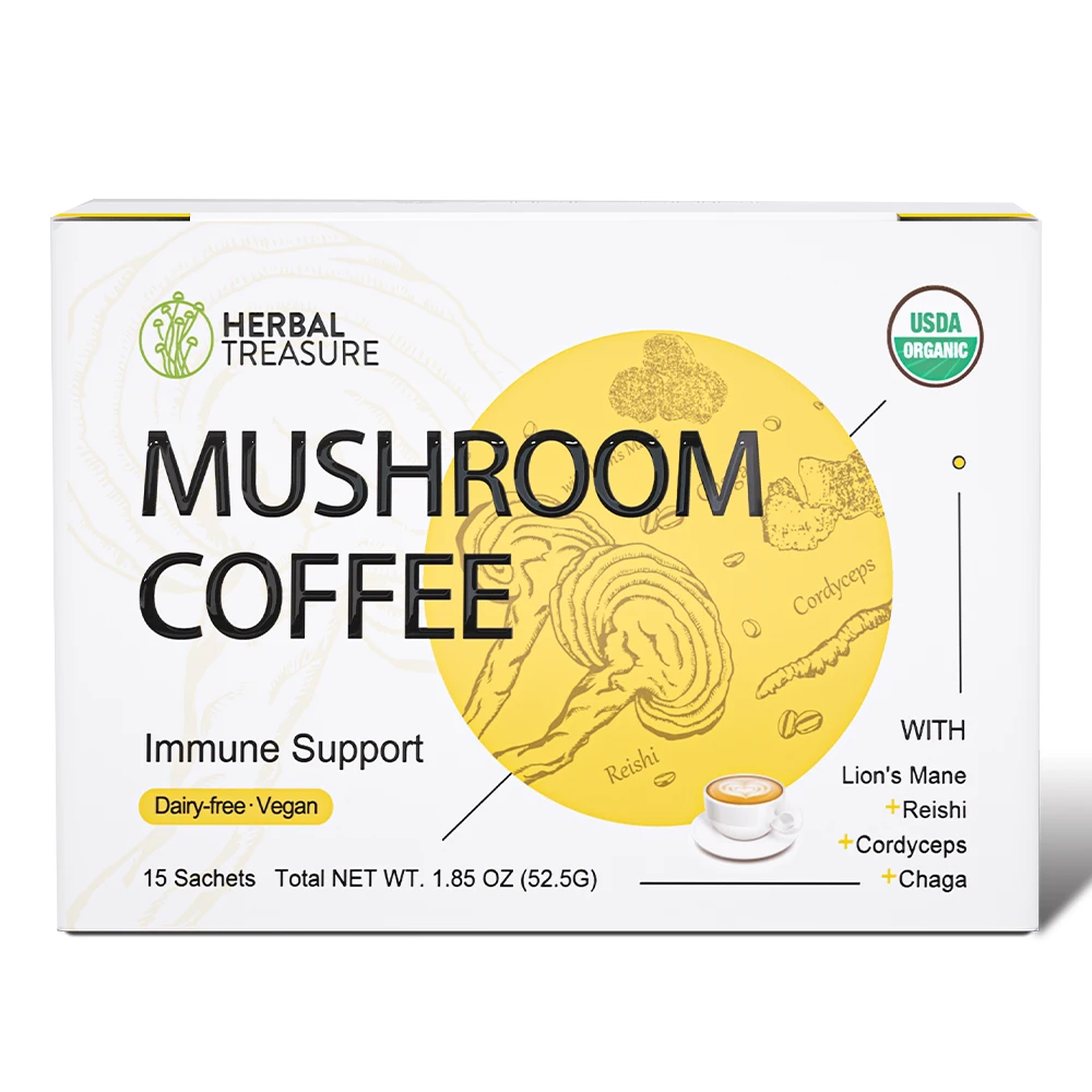Instant Coffee  4 in 1 Mushroom Coffee  Instant Coffee  with Reishi Chaga Lions Mane Cordyceps Medicinal Mushroom