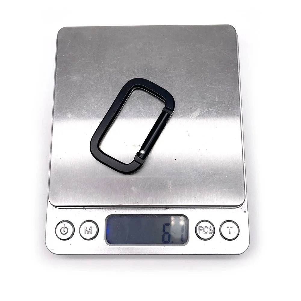 BT-A19 2 Inch Carabiner Black Sliver Rectangle Square Shaped Carabiner Small Unique Aluminum Hooks Rectangle Carabiner