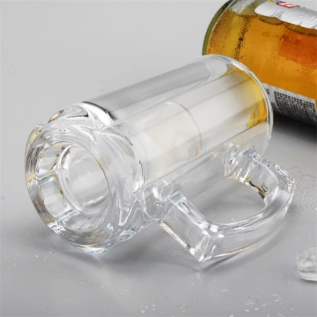 Promotion Logo Customized Beer Glass Cup Glass Beer Cup With Handle