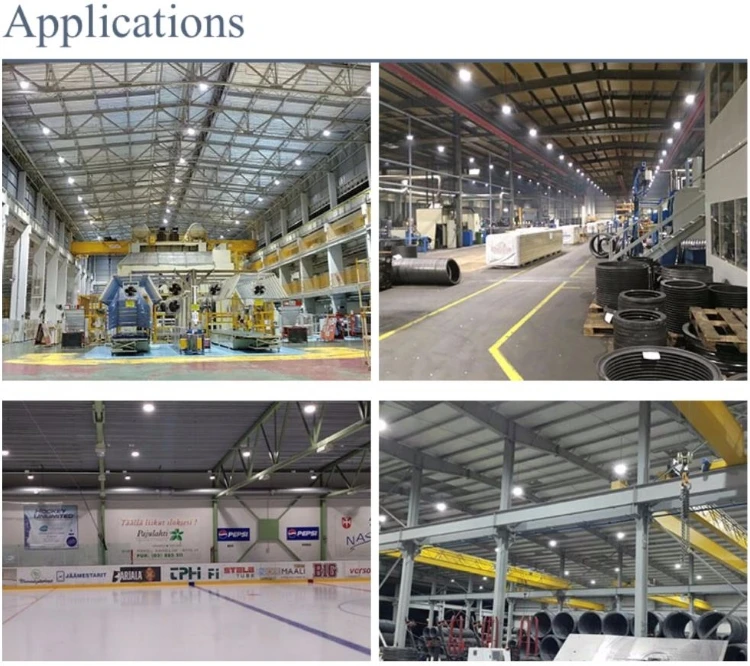 Factory Warehouse Lighting Fixture Industrial Commercial Lamp Workshop SMD 100W 150W 200W UFO LED High Bay Light